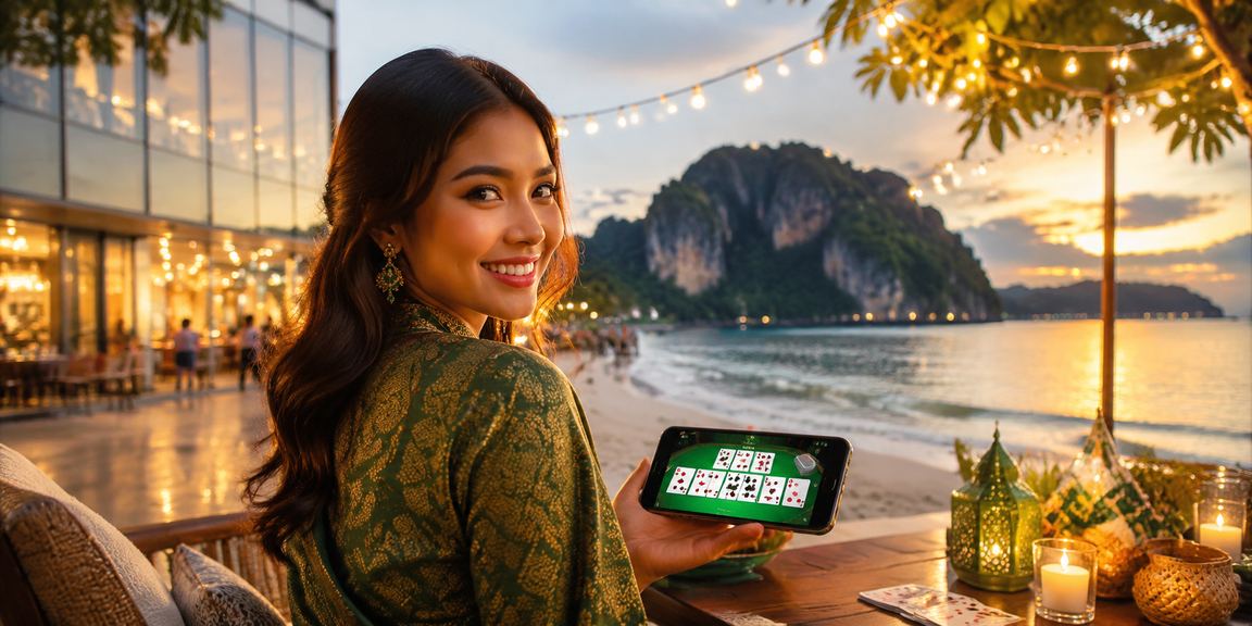 Suasana permainan rummy Hari Raya di Ipoh dengan tema perayaan comos9